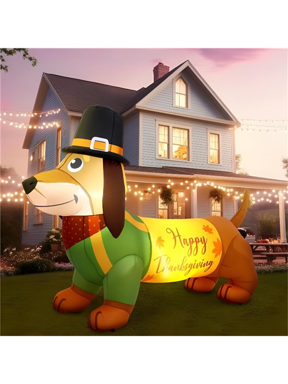 5.3 ft Thanksgiving Inflatables Decorations Fall Blow up Dachshund